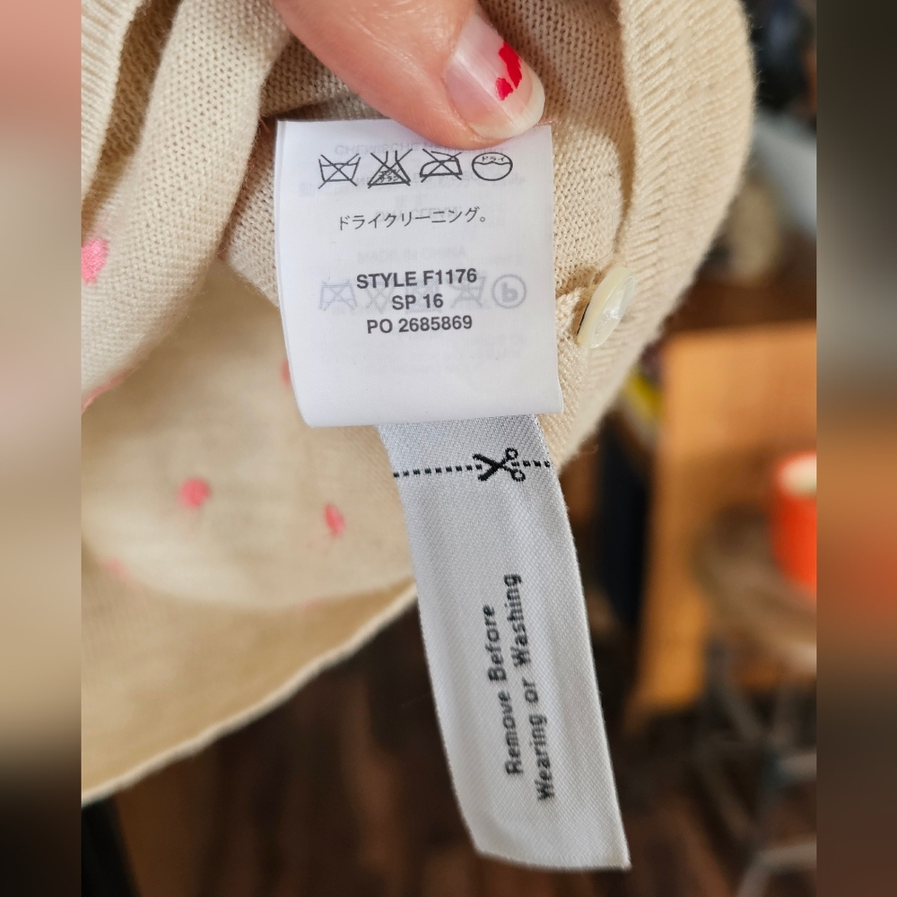 J.Crew Merino Wool Pink Polka Dot Pullover - Picture 8 of 9